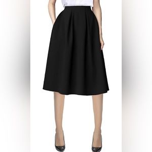 Urban CoCo Women's Flared A line Pocket Skirt High Waist Pleated Midi Skirt